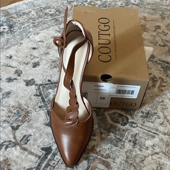 Coutgo Shoes - COUTGO Women's Elegant Tan Heels